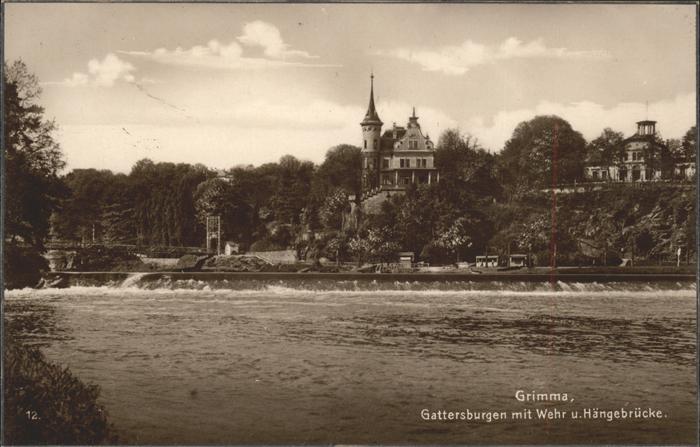 Grimma Gattersburg mit Wehr u.Hängebrücke