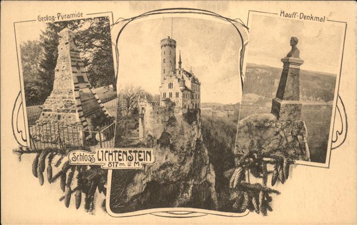 Schloss Lichtenstein Hauff-Denkmal Geolog-Pyramide