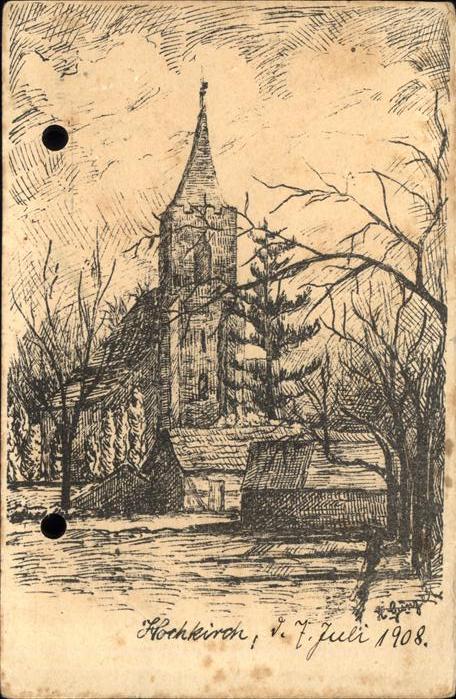 Hochkirch Sachsen Künstlerkarte Zeichnung
