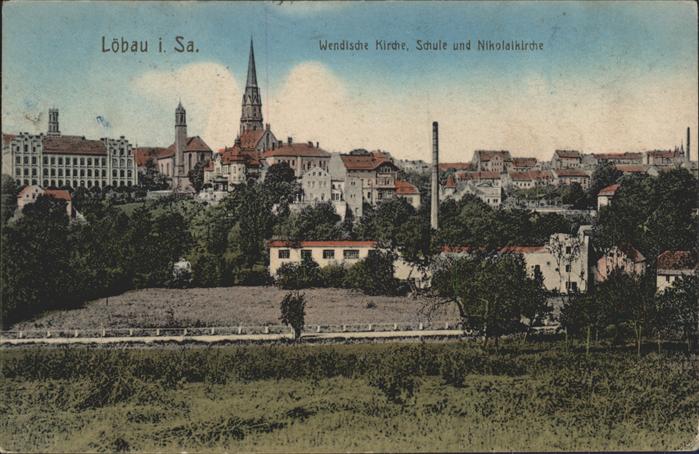 Loebau Sachsen Wendische Kirche Schule Nikolaikirche