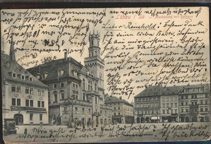 Loebau Sachsen Marktplatz Rathaus