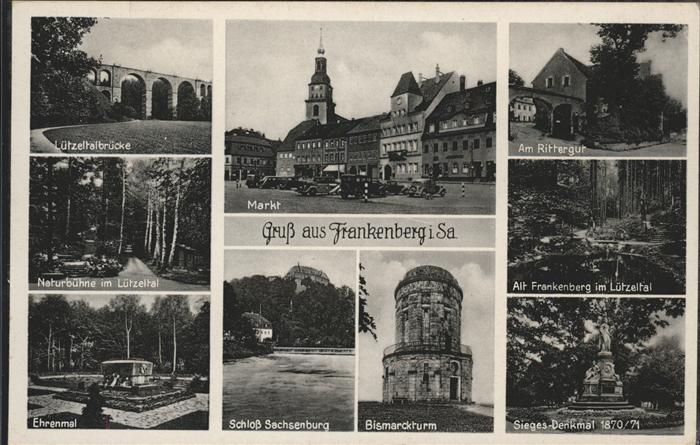 Frankenberg Sachsen Luetzeltalbruecke Markt Rittergut Ehrenmal Schloss Sachsenbu