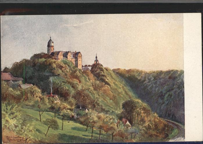 Rochsburg Schloss Aquarell