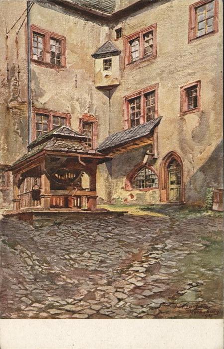 Rochsburg Schloss Zweiter Hof mit Ziehbrunnen Aqu