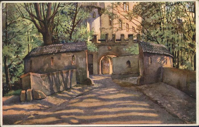 Rochsburg Schloss Eingang Aquarell