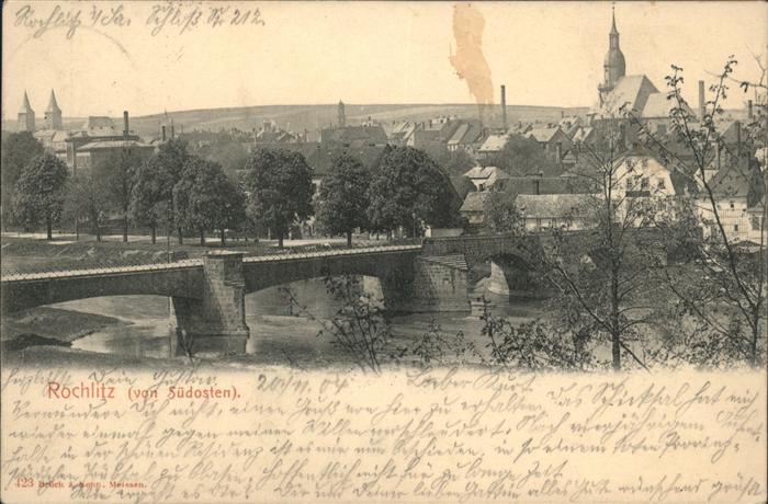 Rochlitz Sachsen Stadtblick mit Mulde Brücke
