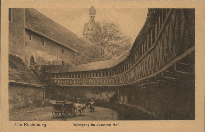 Rochsburg Schloss Pferdewagen Wehrgang im äussere