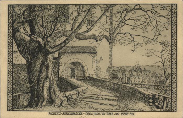 Rochlitz Sachsen Schlossbrücke Zeichnung