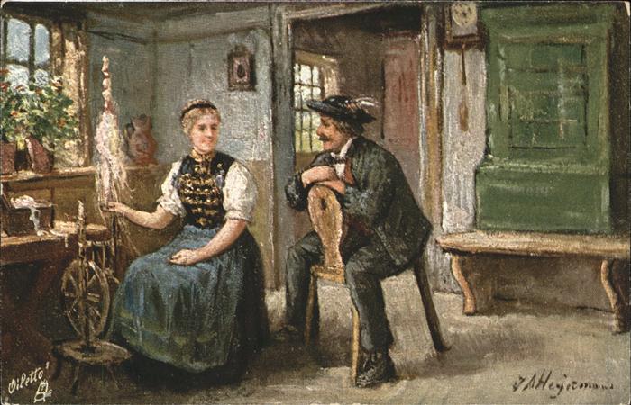 Verlag Tucks Oilette Nr. 247 B Trachten Schwarzwald Spinnrad  J.