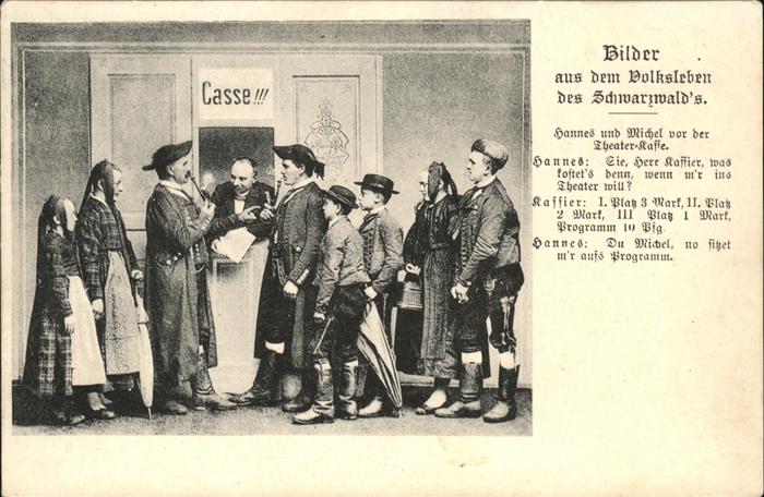 Schwarzwald Volksleben Theater Kasse Pfeife Trachte