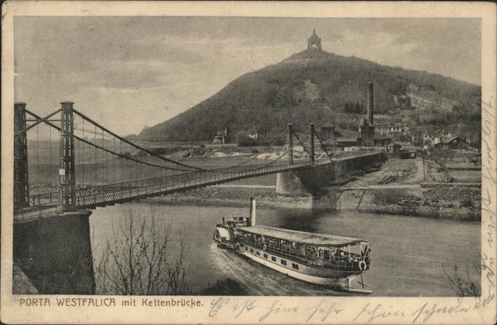 Porta Westfalica Kettenbrücke Dampfer Wittekindsberg Fel