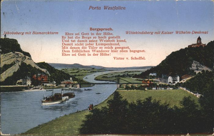 Porta Westfalica Panorama mit Jakobsberg Bismarckturm Wi