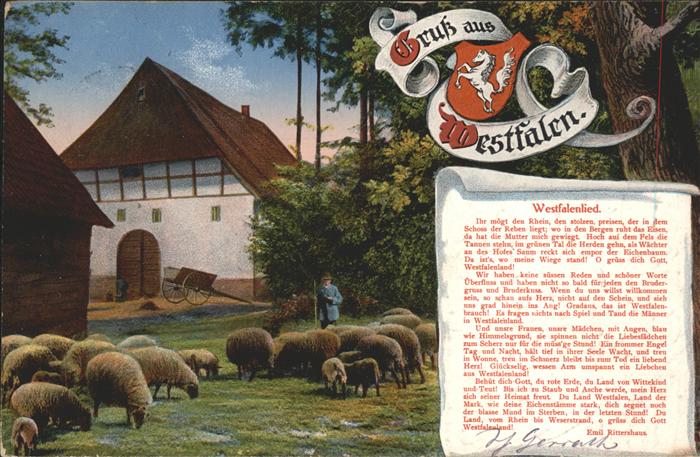Porta Westfalica Schäfer mit Herde Westfalenlied Feldpos