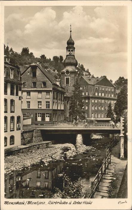 Monschau Montjoie NRW Rurbruecke und Rotes Haus