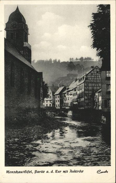 Monschau Montjoie NRW Rurpartie mit Aukirche