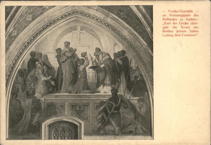 AACHEN NRW Fresco Gemaelde im Rathaus Kroenungssaal Feldpost