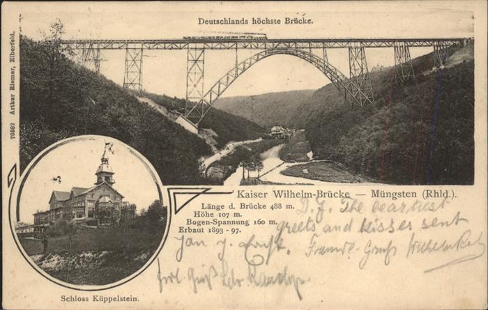 Muengsten Kaiser Wilhelm-Brücke Schloss Küppelste