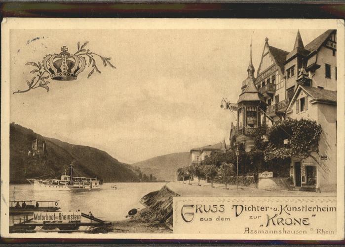 Assmannshausen Gasthof zur Krone mit Schiffsanlagestel