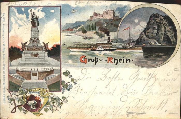 Ruedesheim Rhein mit Nationaldenkmal