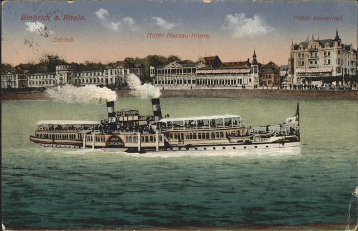 Biebrich Wiesbaden Schlo?Hotel Nassau-Krone,Hotel Kaiserhof u.Dampfschiff