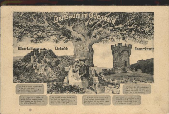Lindenfels Odenwald Bismarckwarte u.Baum