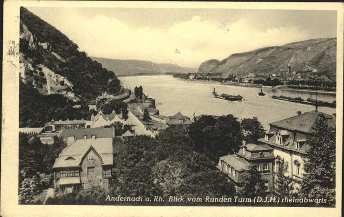 Andernach Rhein Rheinland-Pfalz Blick vom Runden Turm Rheinpanorama