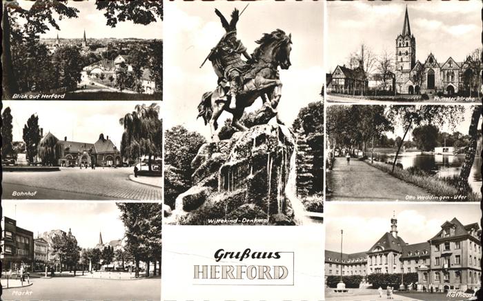 Herford Wittekind Denkmal Ufer Rathaus Bahnhof