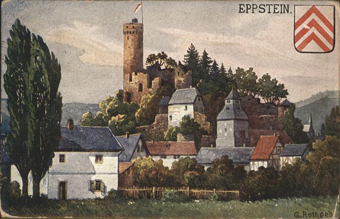 Eppstein Taunus Wappen Künstlerkarte G. Rothoeb