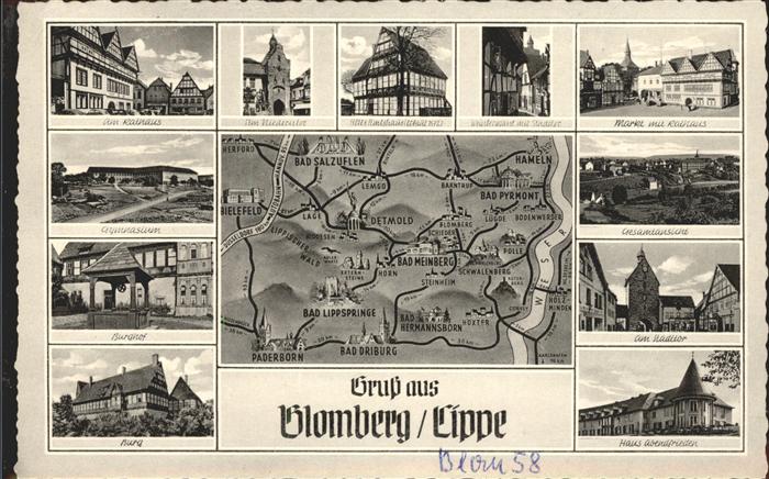 Blomberg Lippe Markt Rathaus Landkarte Burg Burghof