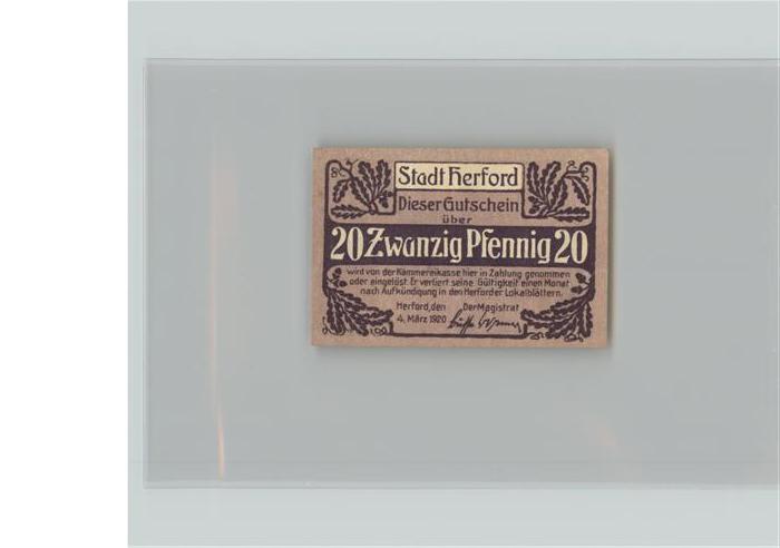 Herford 20 Zwanzig Pfennig