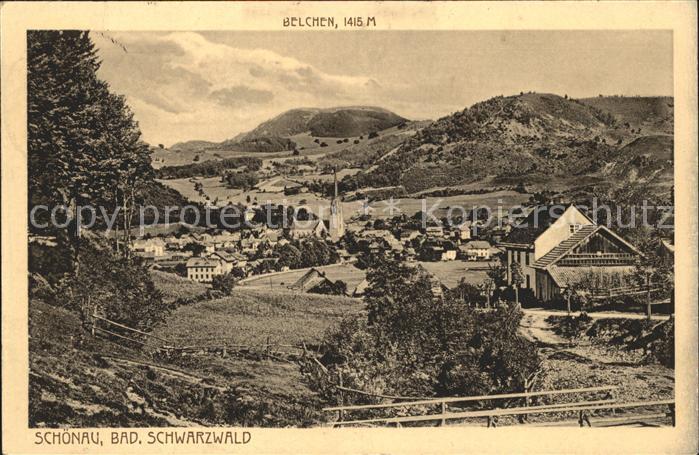 Schoenau Schwarzwald Gesamtansicht mit Belchen