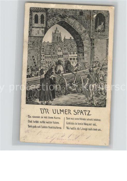 Ulm Donau Pferdefuhrwerk am Stadttor mit Ulmer Sp
