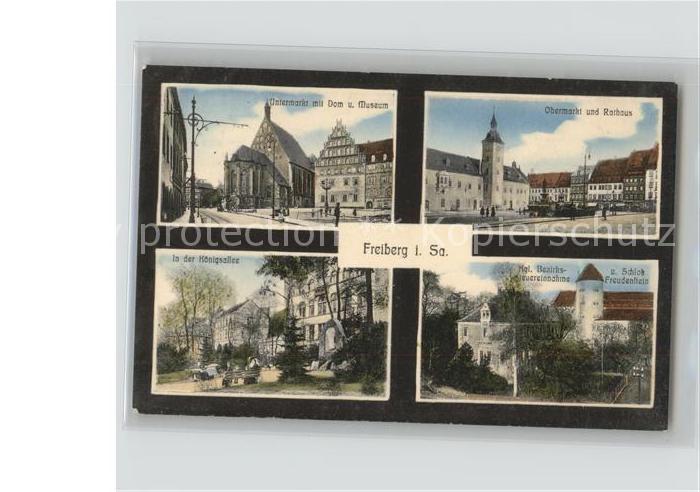Freiberg Sachsen Unter und Obermarkt mit Dom Museum und