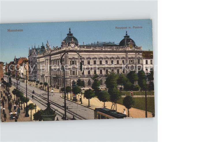 MANNHEIM BW Hauptpost mit Planken Strassenbahn