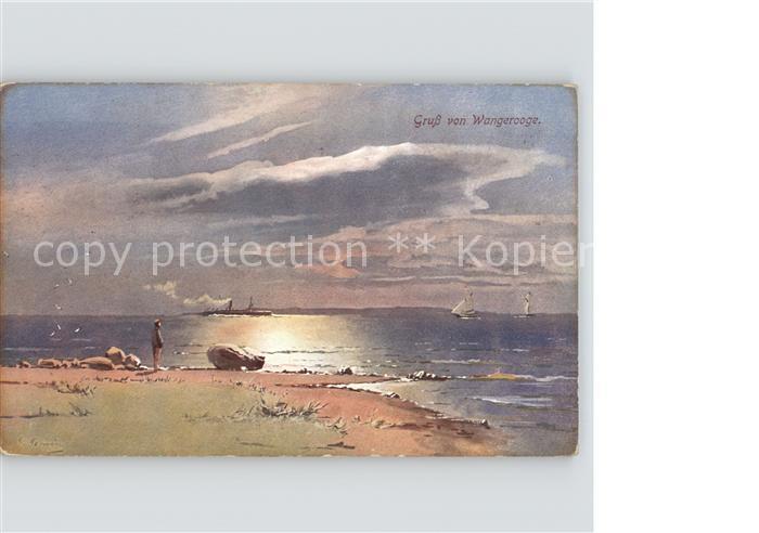 Wangerooge Nordseebad Strand Kuenstlerkarte Segelboote