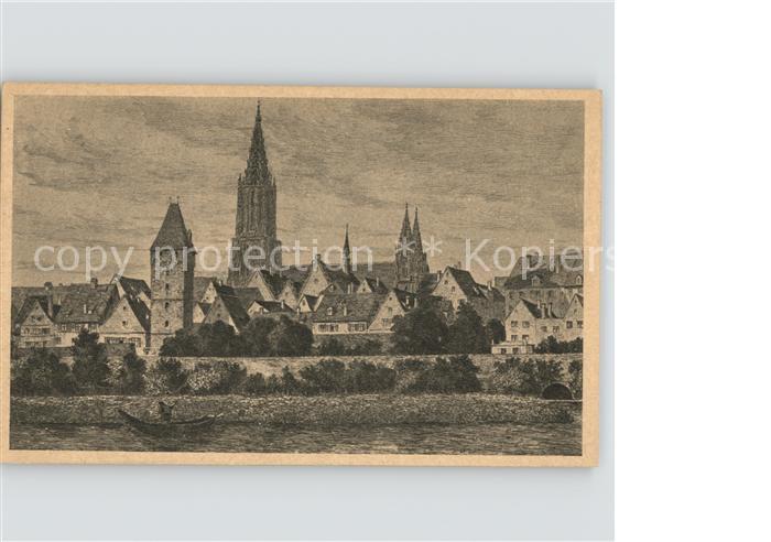 Ulm Donau Kuenstlerkarte Marschall