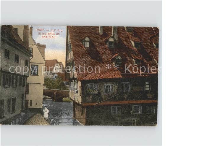 Ulm Donau Altes Haus an der Blau Kuenstlerkarte
