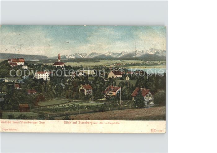 Starnbergersee Starnberg Seepanorama mit Alpen
