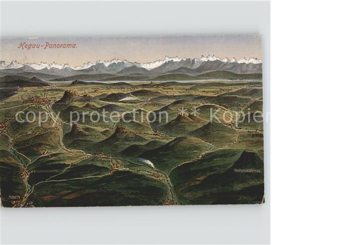 Hegau Hilzingen Panorama-Karte mit Alpen