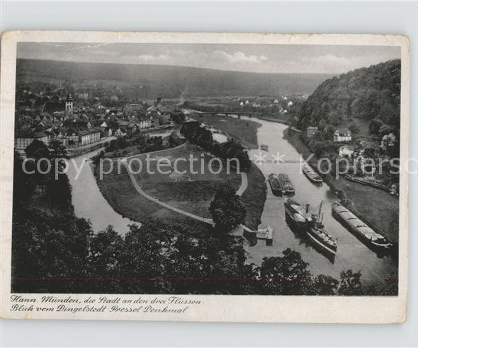 Hann. Muenden Stadt an den drei Fluessen Blick vom Dingelstedt Pressel-Denkmal