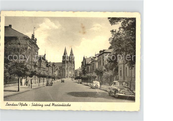 Landau Pfalz Suedring und Marienkirche Autos