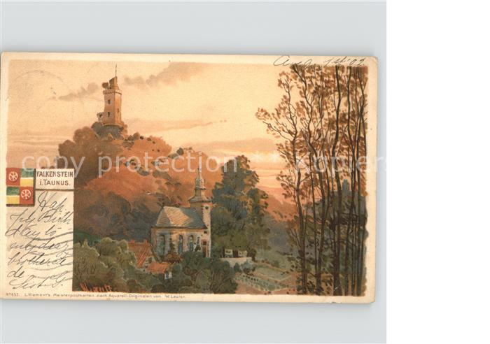 Falkenstein Taunus Kuenstlerkarte Burg Kirche