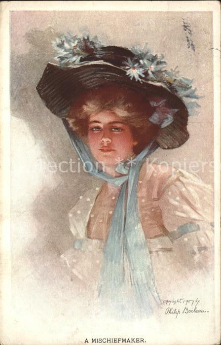 Hutmode Frau Künstlerkarte Philip Boileau Misch