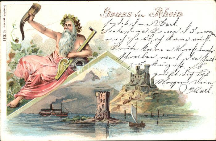Bingen Rhein Burg Segelboot Dampfer