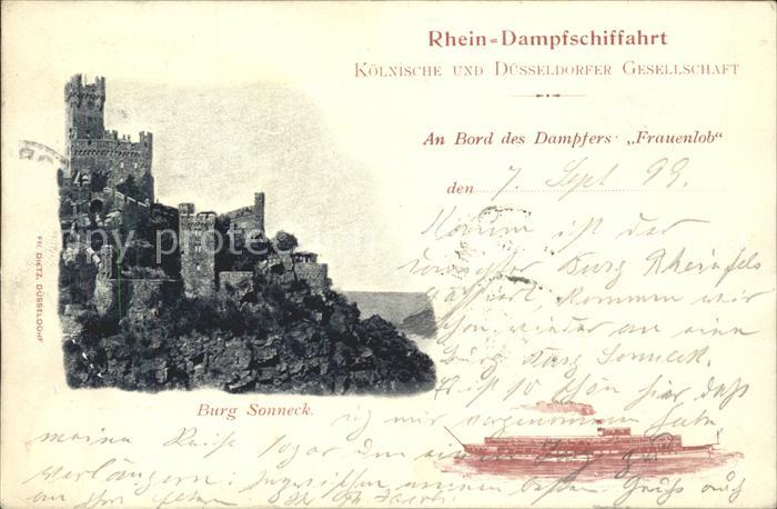 Burg Sonneck Rhein Dampfschiffahrt Koelnische Duesserldorfer Gesellschaft Frauen