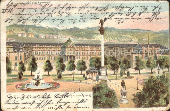 STUTTGART  CITY Schlossplatz neue Schloss Litho