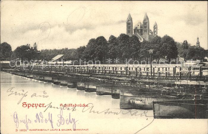 Speyer Rhein Schiffbruecke Dom