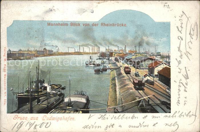 MANNHEIM BW Blick v. d. Rheinbruecke Dampfer