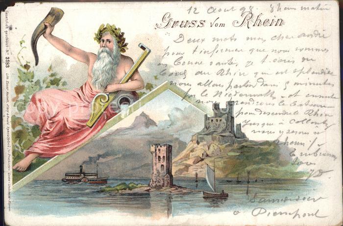 Bingen Rhein Burg Dampfer Segelboot