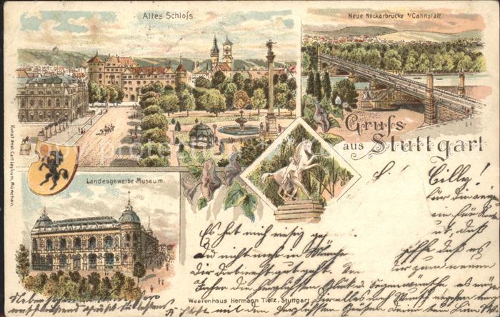 STUTTGART  CITY Altes Schloss Neue Neckarbruecke Cannstatt Landesgewerbe Museum